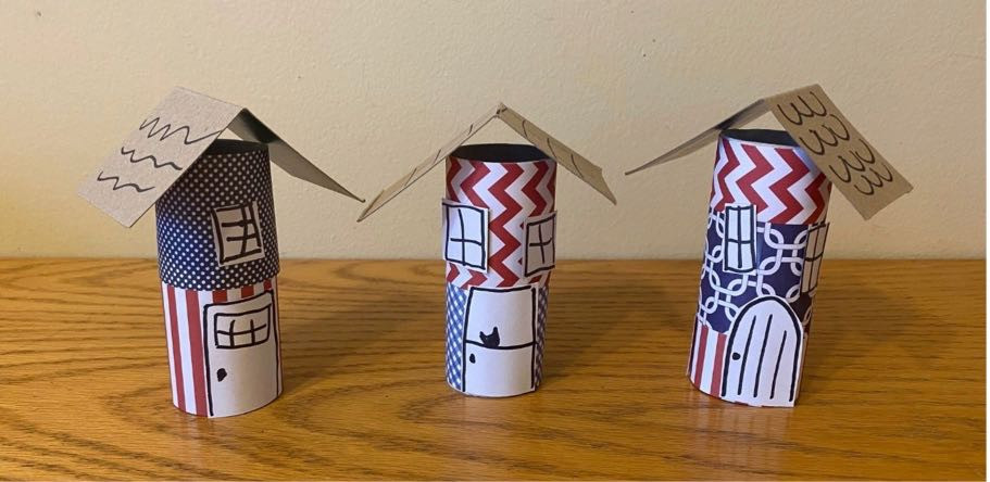 Nordic Sól Recycled Craft for Kids—Toilet Paper Tube Houses