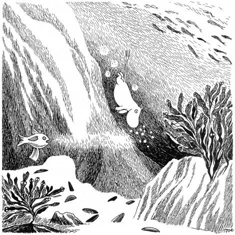 M-63 Kuvituspiirros kirjaan Muumipeikko ja pyrstötähti, 1951