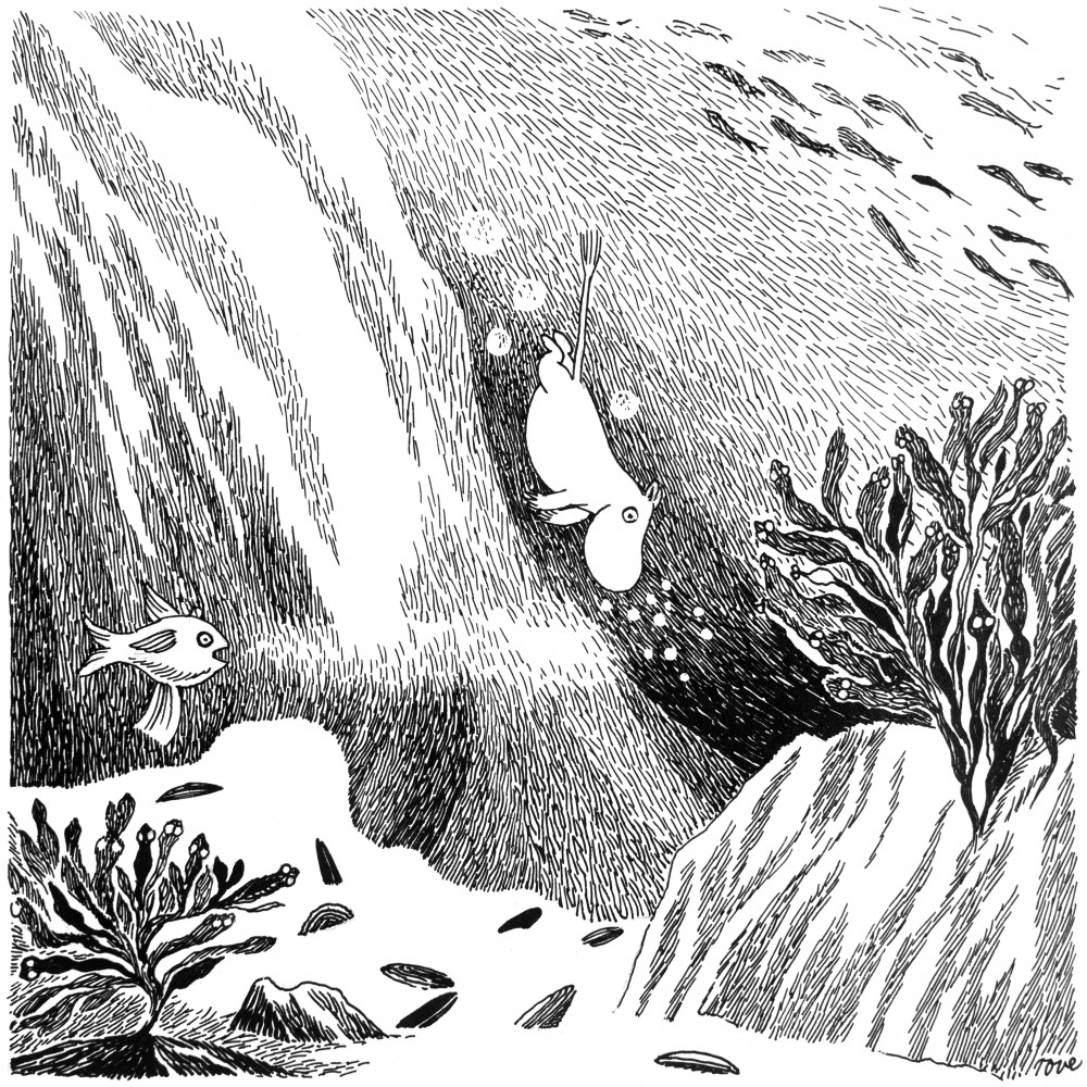 M-63 Kuvituspiirros kirjaan Muumipeikko ja pyrstötähti, 1951